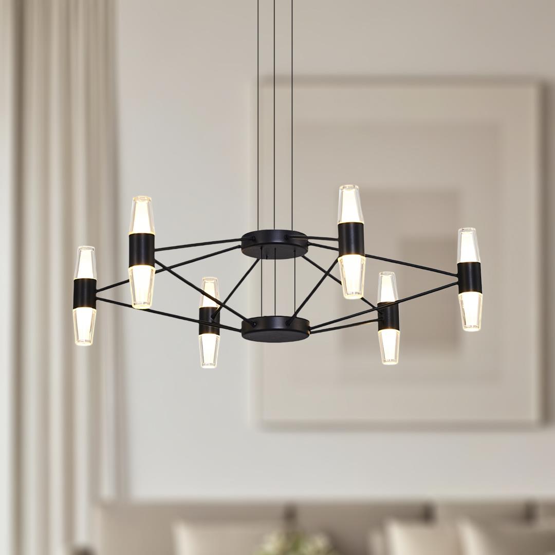 Metal Phulu SİYAH Sarkıt Avize 120 cm