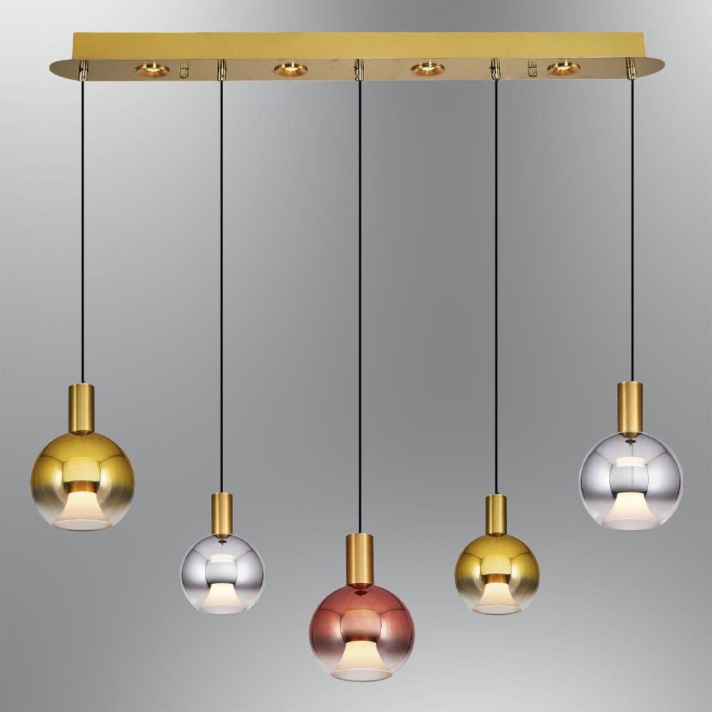 5'li Mix Metal Luccas Sıralı Sarkıt Avize 93 cm (2848-5AS-20)