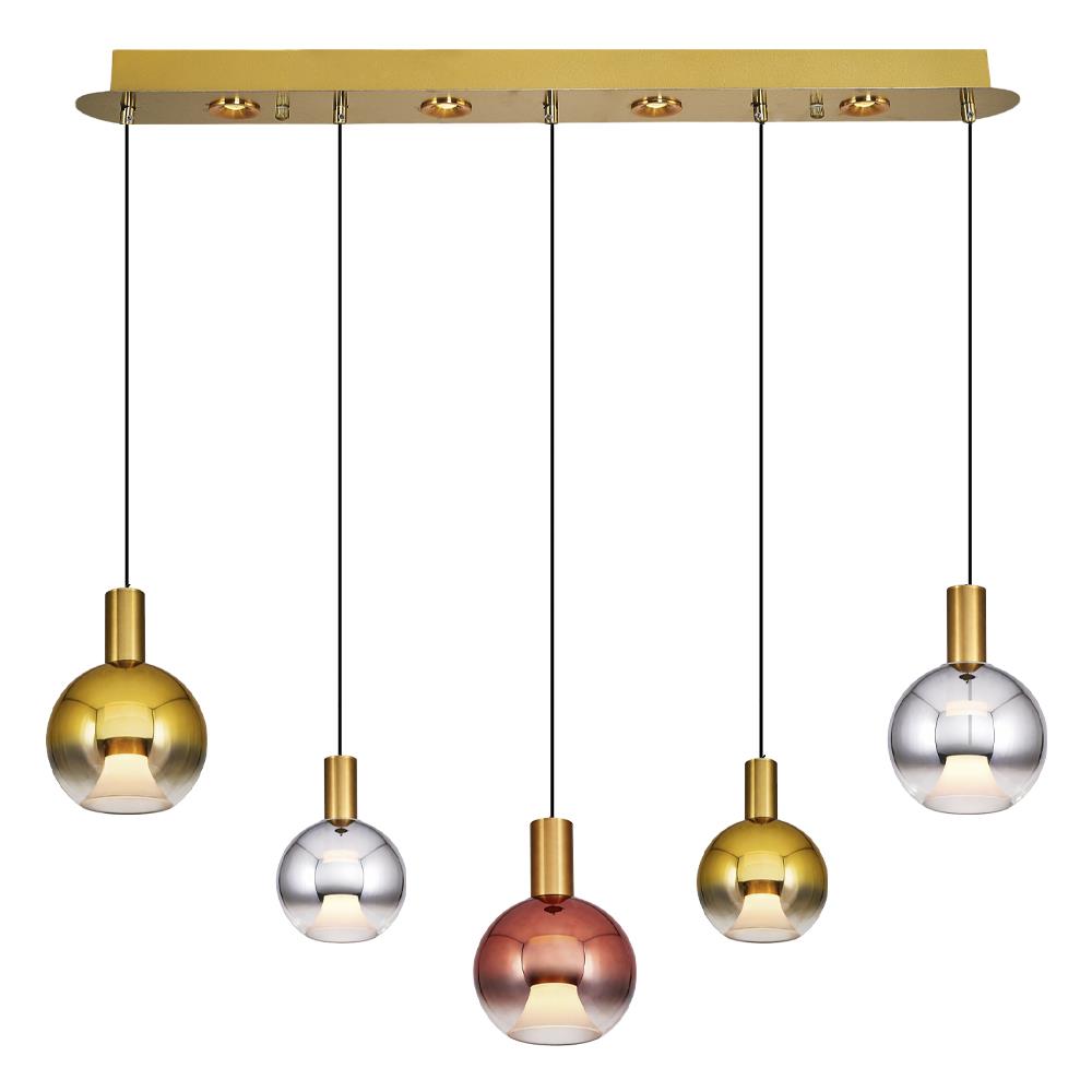 5'li Mix Metal Luccas Sıralı Sarkıt Avize 93 cm (2848-5AS-20)