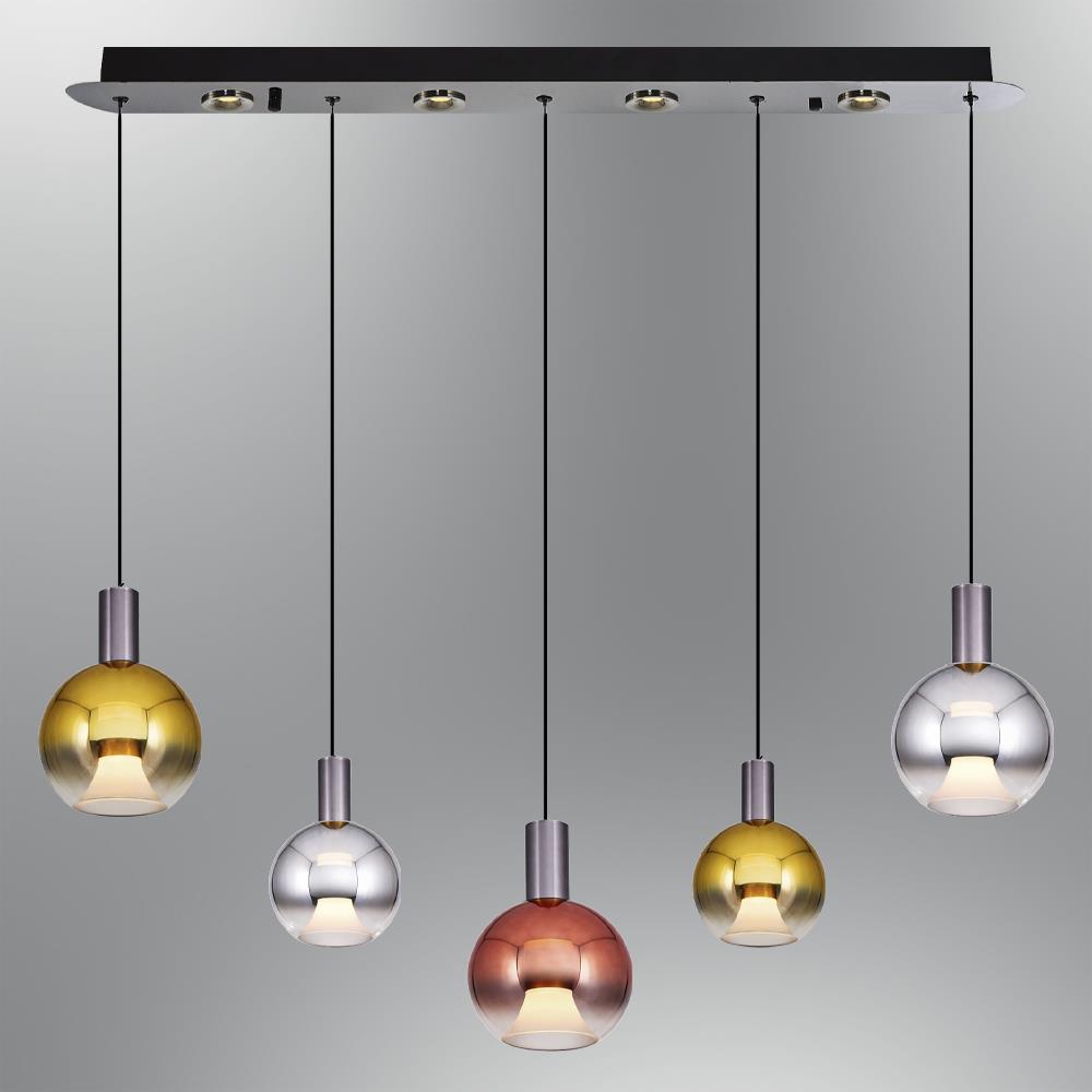 5'li Mix Metal Luccas Sıralı Sarkıt Avize 93 cm (2848-5AS-24)