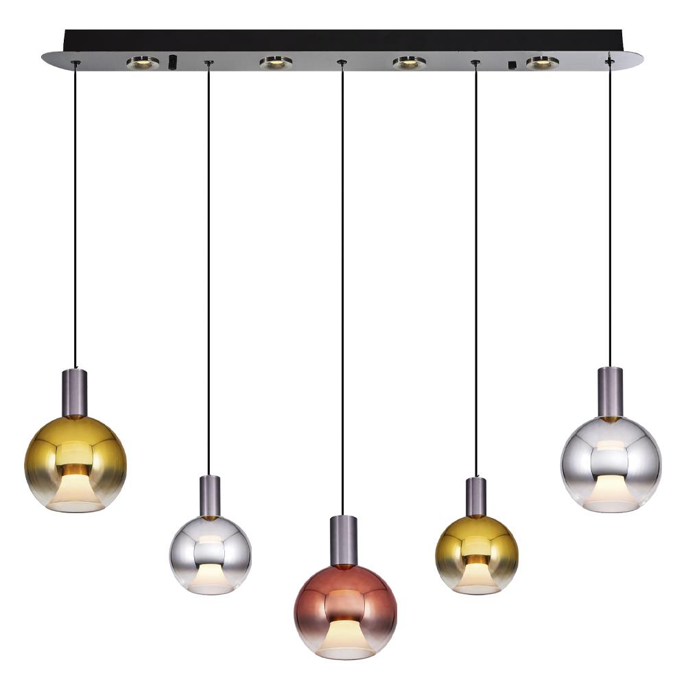 5'li Mix Metal Luccas Sıralı Sarkıt Avize 93 cm (2848-5AS-24)