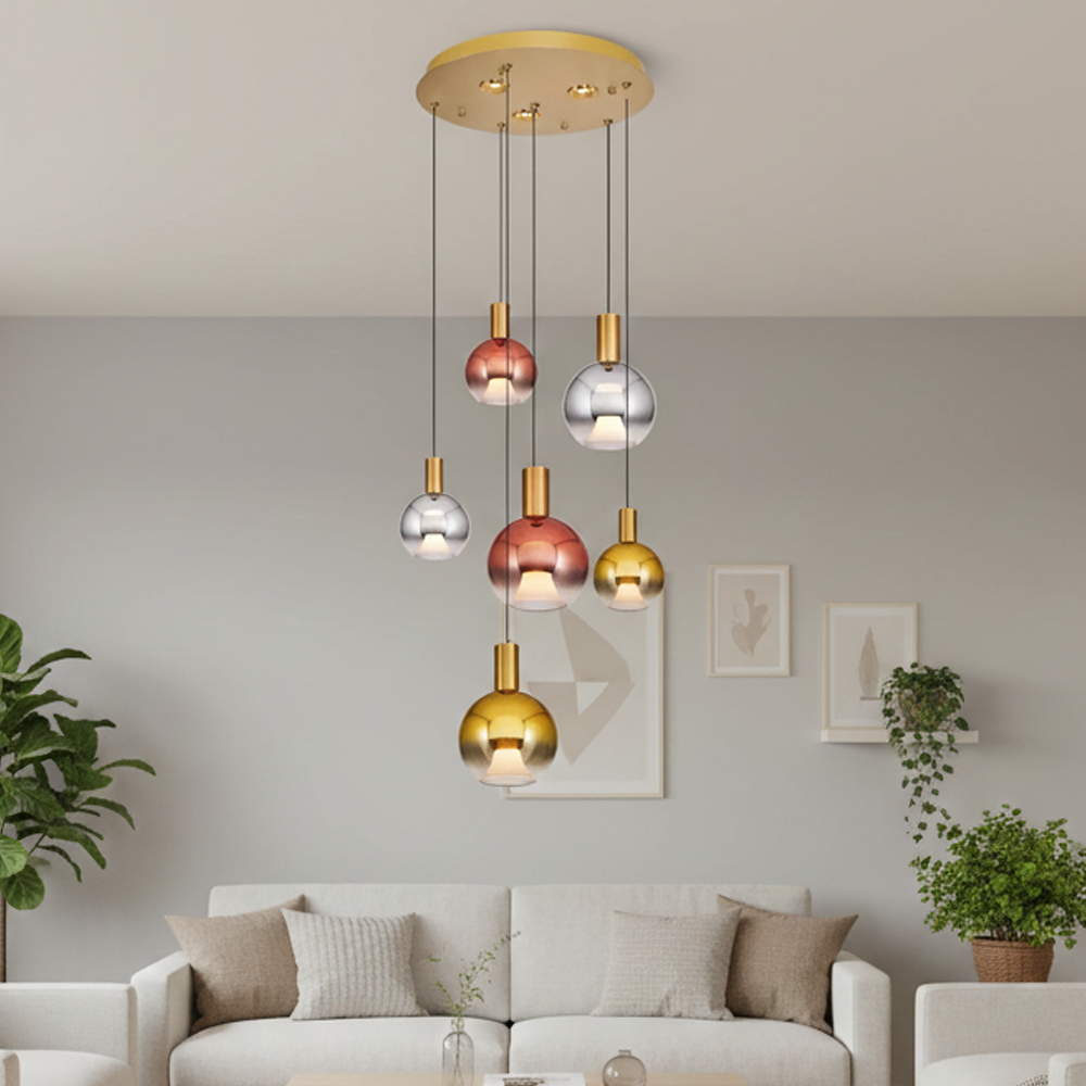 6'li Metal Luccas Mix Sarkıt Avize 120 cm (2848-6A-20)