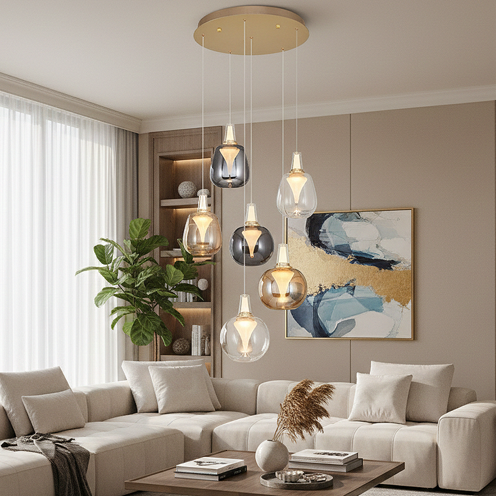 6'li Metal Rustam Mix Sarkıt Avize 160 cm