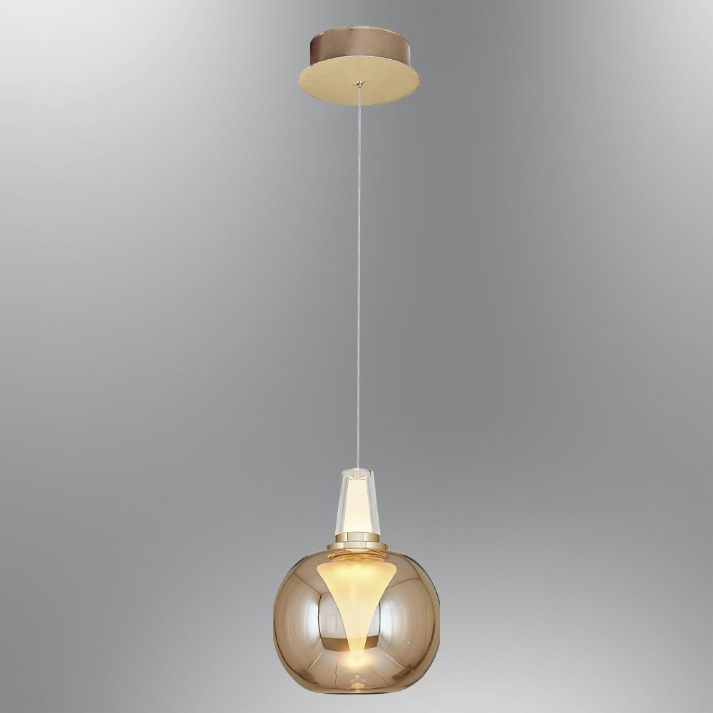 Tekli Metal Rustam Amber Sarkıt Avize 120 cm (2849A-1A-12)
