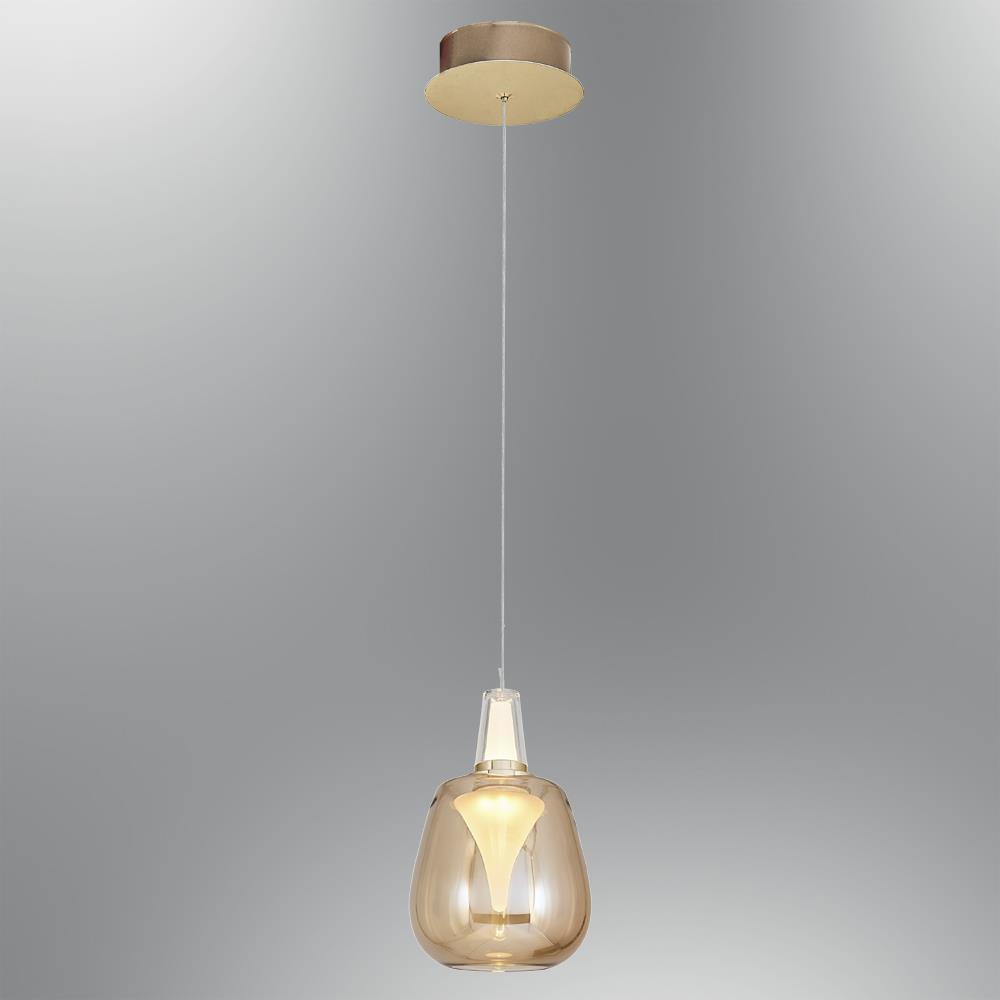 Tekli Metal Rustam Amber Sarkıt Avize 120 cm (2849B-1A-12)
