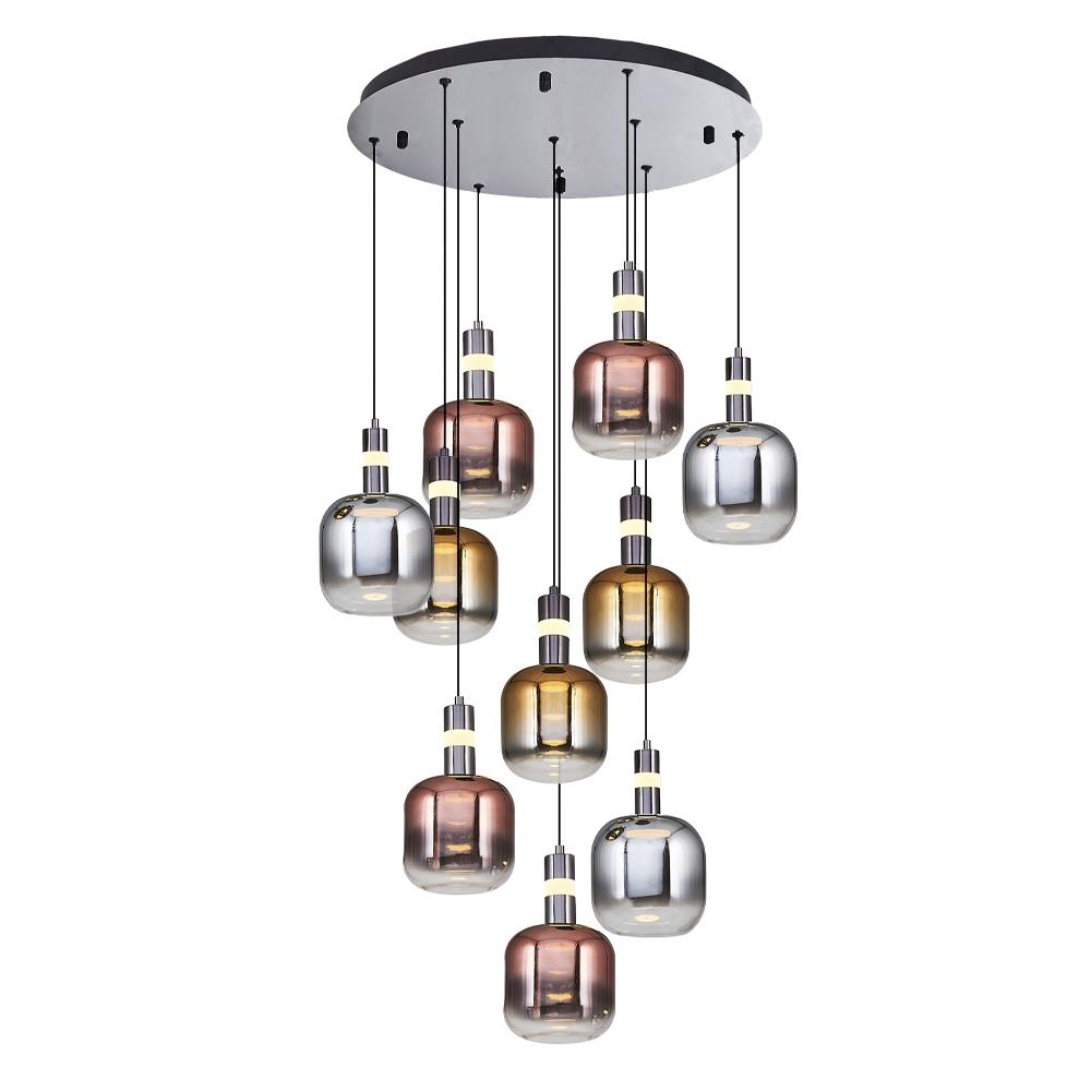 10'li Mixed Metal Daruu Cam Sarkıt Avize 160 cm