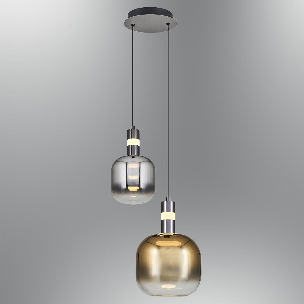 2'li Mixed Metal Daruu Cam Sarkıt Avize 120 cm