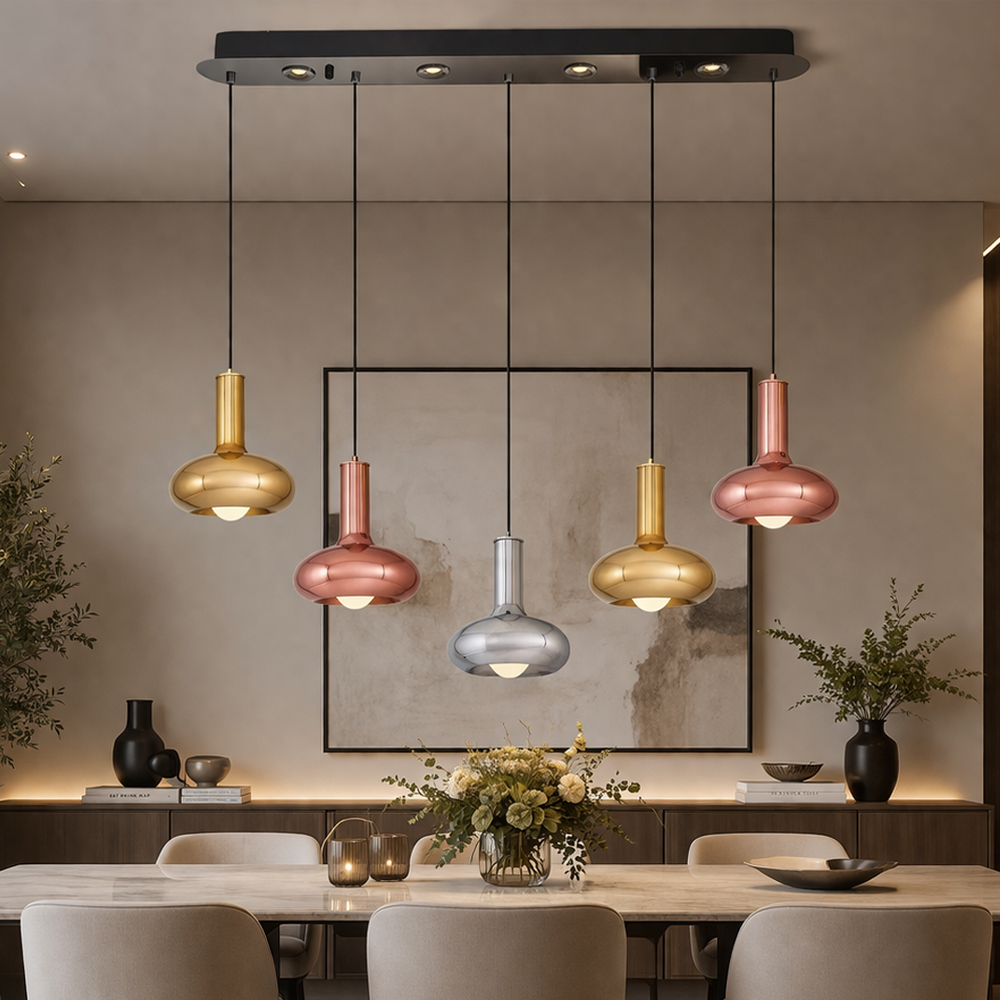 5'li Mixed Metal Odelo Sıralı Sarkıt Avize 97 cm — görsel 5