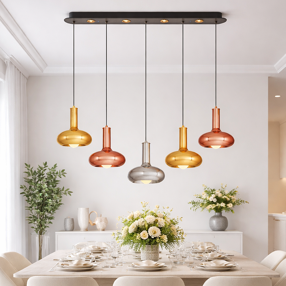 5'li Mixed Metal Odelo Sıralı Sarkıt Avize 97 cm — görsel 6