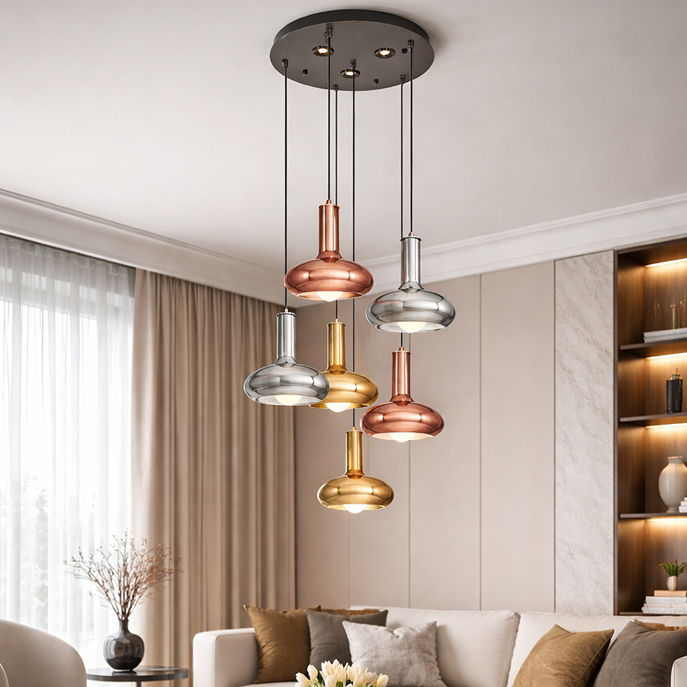 6'li Metal Odelo Mixed Sarkıt Avize 120 cm