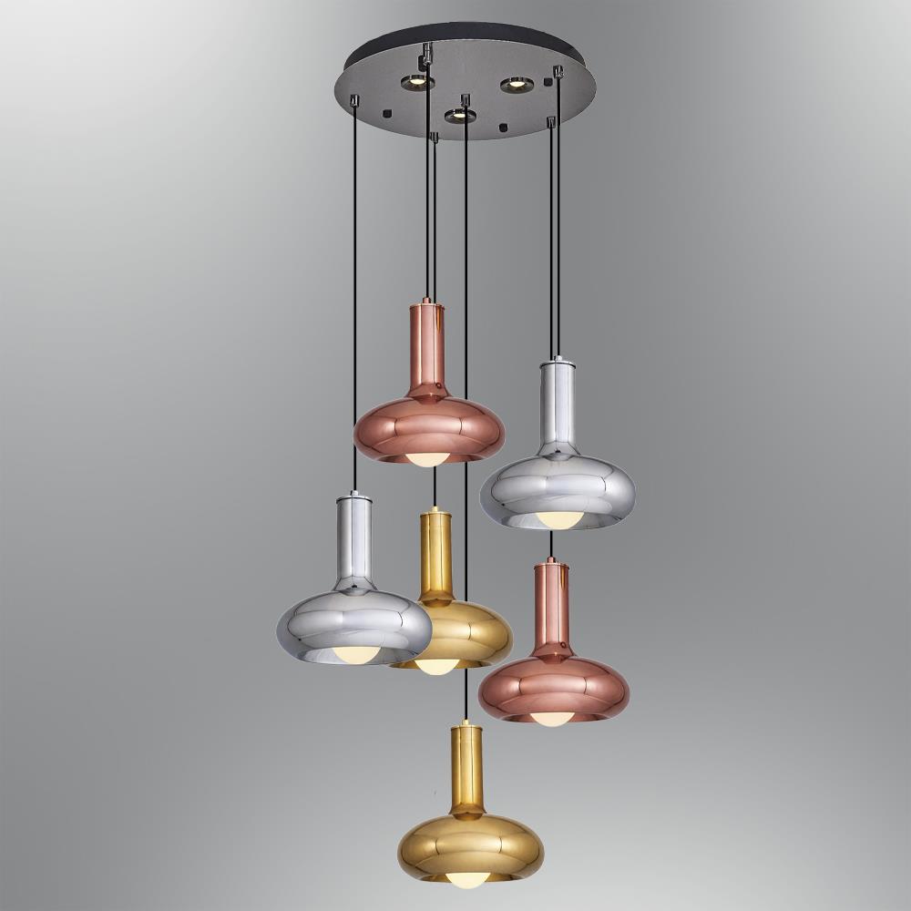 6'li Metal Odelo Mixed Sarkıt Avize 120 cm — görsel 5