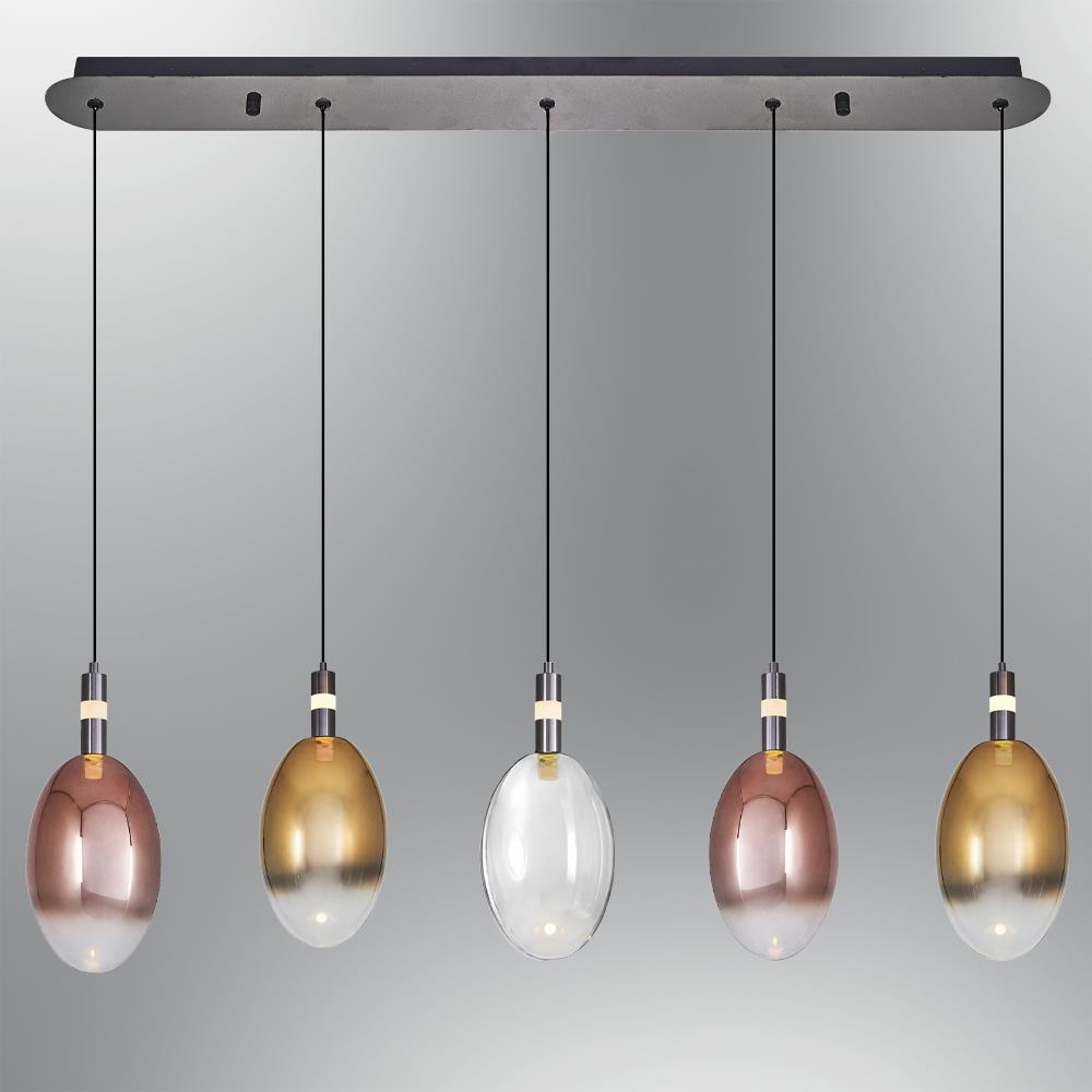 5'li Mixed Metal Pulsar Sıralı Sarkıt Avize 90 cm