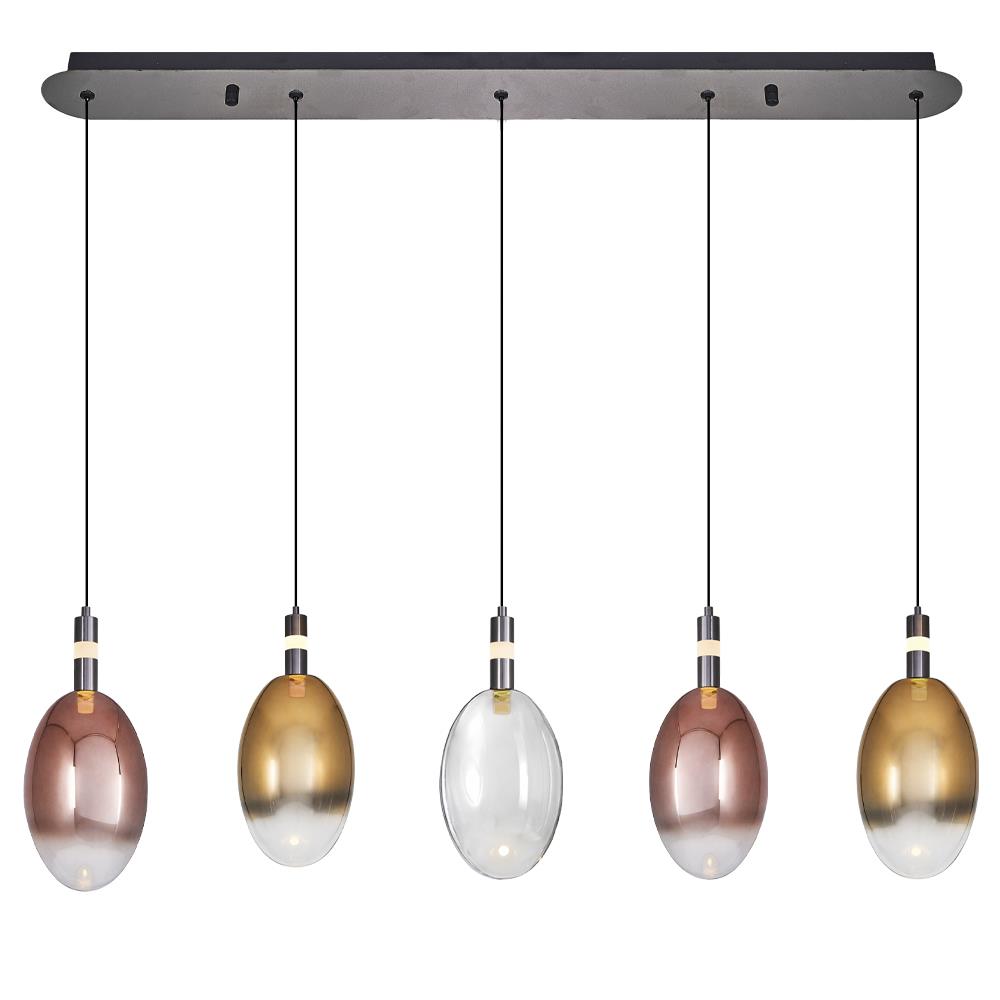 5'li Mixed Metal Pulsar Sıralı Sarkıt Avize 90 cm