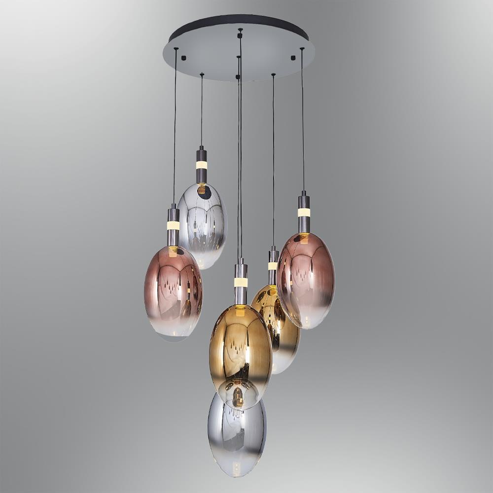 6'li Metal Pulsar Mixed Sarkıt Avize 120 cm