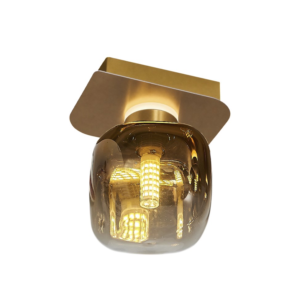 Tekli Sarı Metal Cubes Cam Plafonyer 14 cm Tekli Sarı Metal Cubes Cam Plafonyer 14 cm