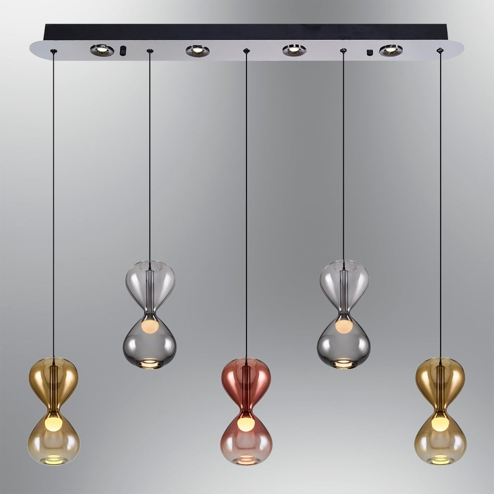 5'li Mix Metal Timee Sırlaı Sarkıt Avize 90 cm