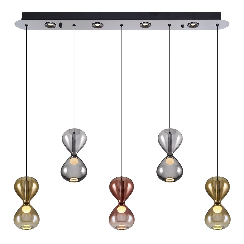 5'li Mix Metal Timee Sırlaı Sarkıt Avize 90 cm