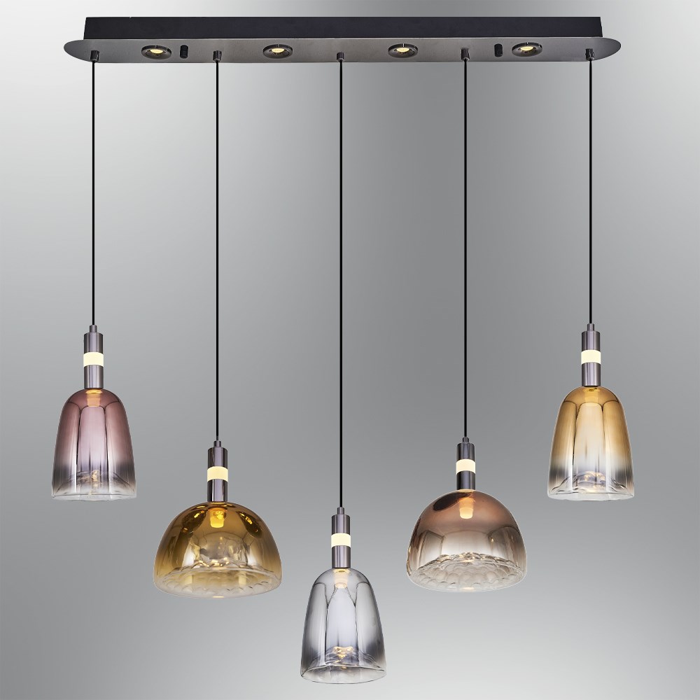 5'li Mix Metal Holee Sıralı Sarkıt Avize 100 cm