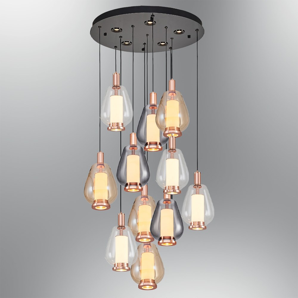11'li Metal Siam Mix Sarkıt Avize 150 cm
