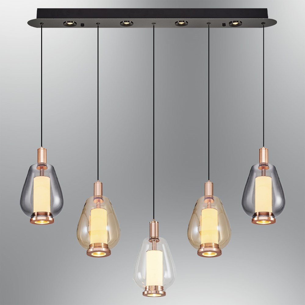 5'li Mix Metal Siam Sıralı Sarkıt Avize 90 cm — görsel 4