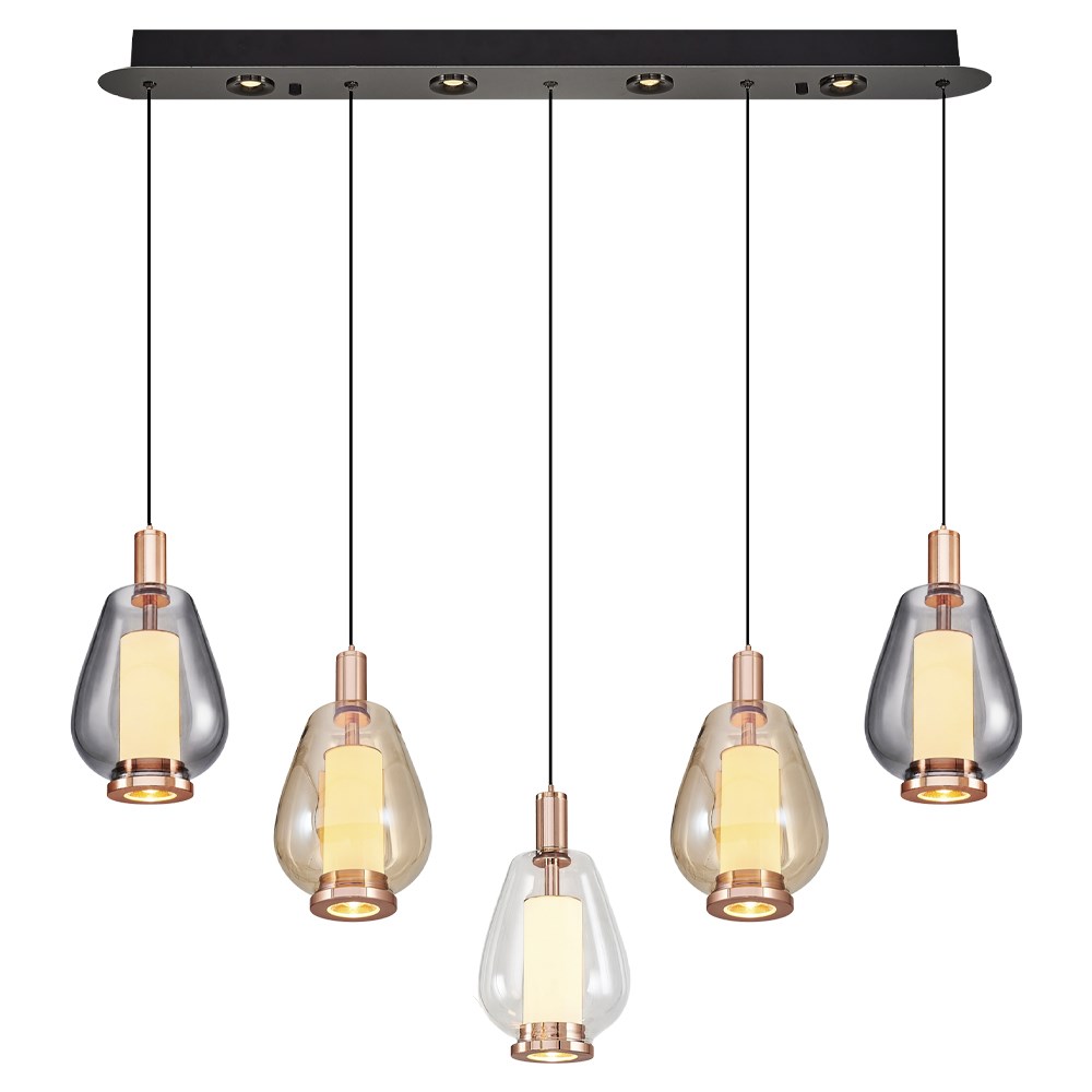 5'li Mix Metal Siam Sıralı Sarkıt Avize 90 cm — görsel 5