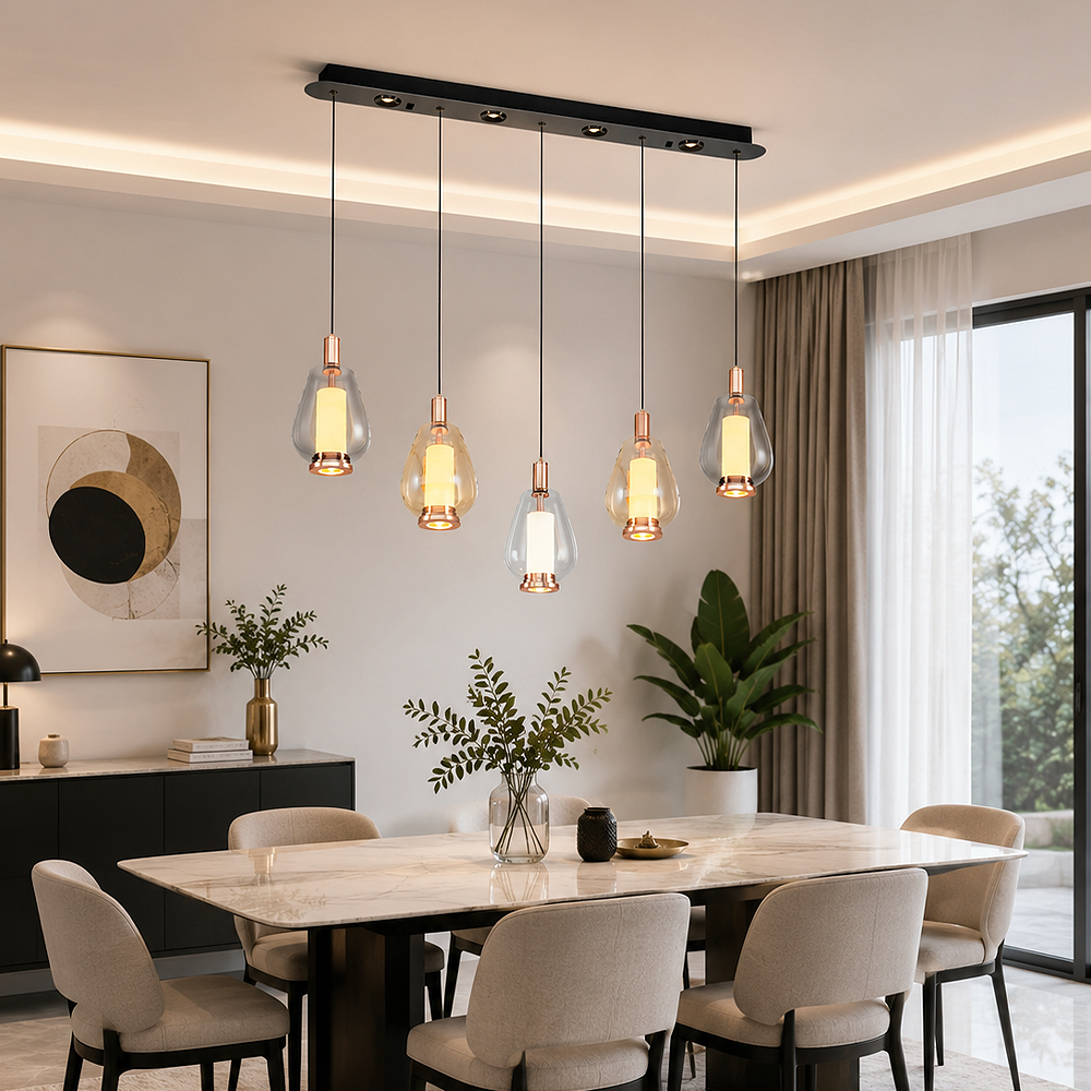 5'li Mix Metal Siam Sıralı Sarkıt Avize 90 cm — görsel 6