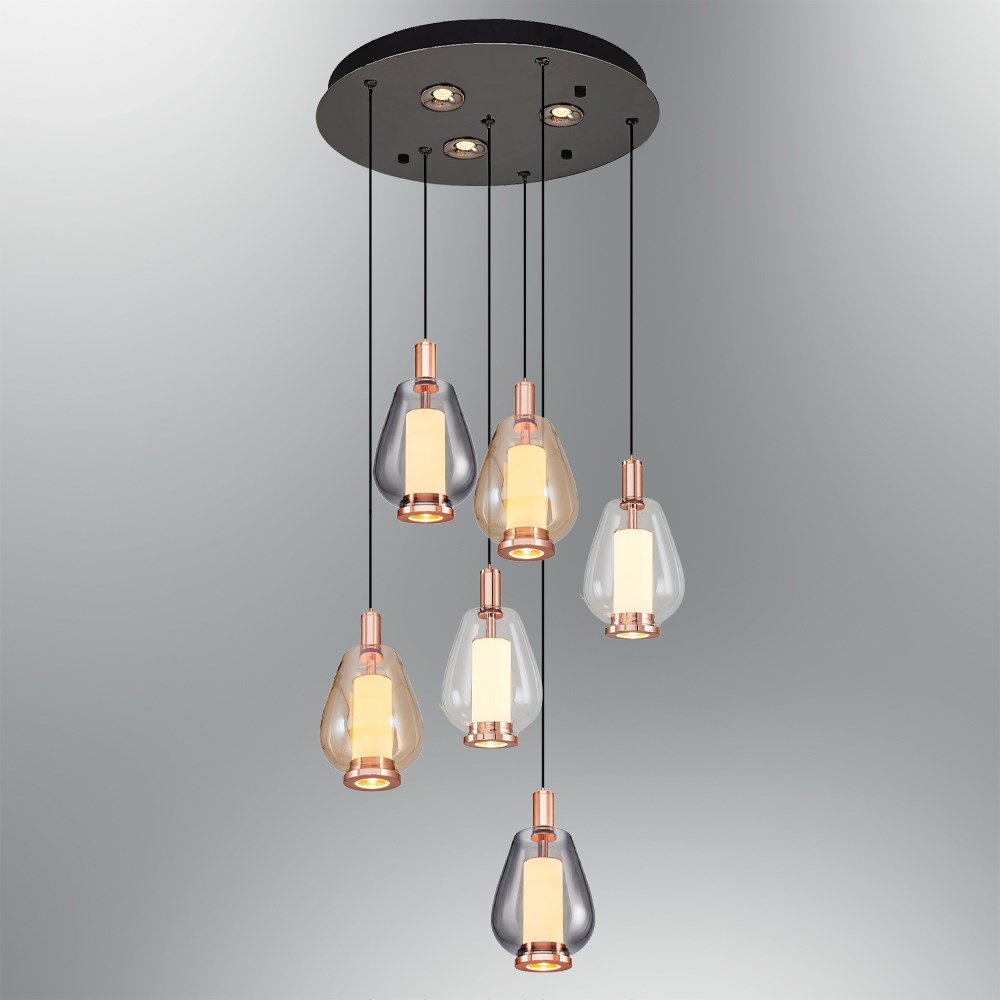 6'li Metal Siam Mix Sarkıt Avize 120 cm