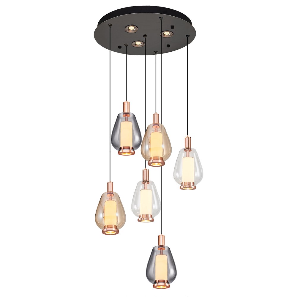 6'li Metal Siam Mix Sarkıt Avize 120 cm