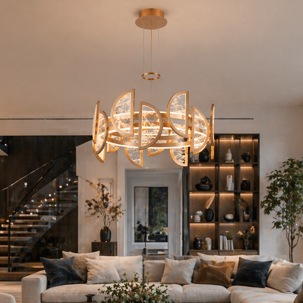 Metal Alabaster Yuvarlak Sarkıt Avize 180 cm 120W — görsel 2
