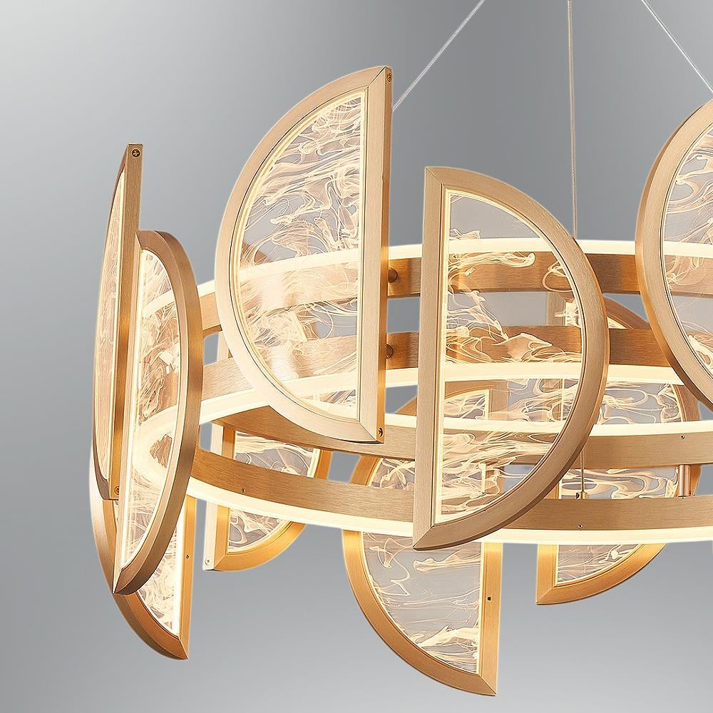 Metal Alabaster Yuvarlak Sarkıt Avize 180 cm 120W — görsel 6