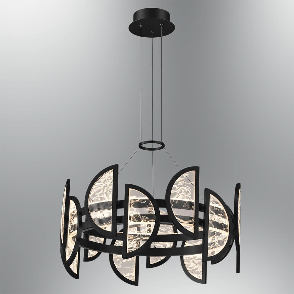 Siyah Metal Alabaster Yuvarlak Sarkıt Avize 180 cm 120W — görsel 7