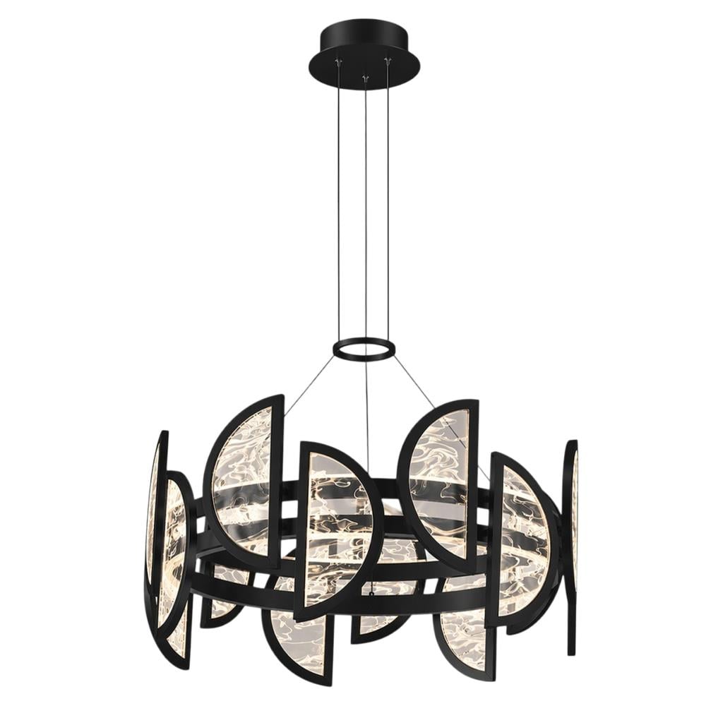 Siyah Metal Alabaster Yuvarlak Sarkıt Avize 180 cm 120W — görsel 8