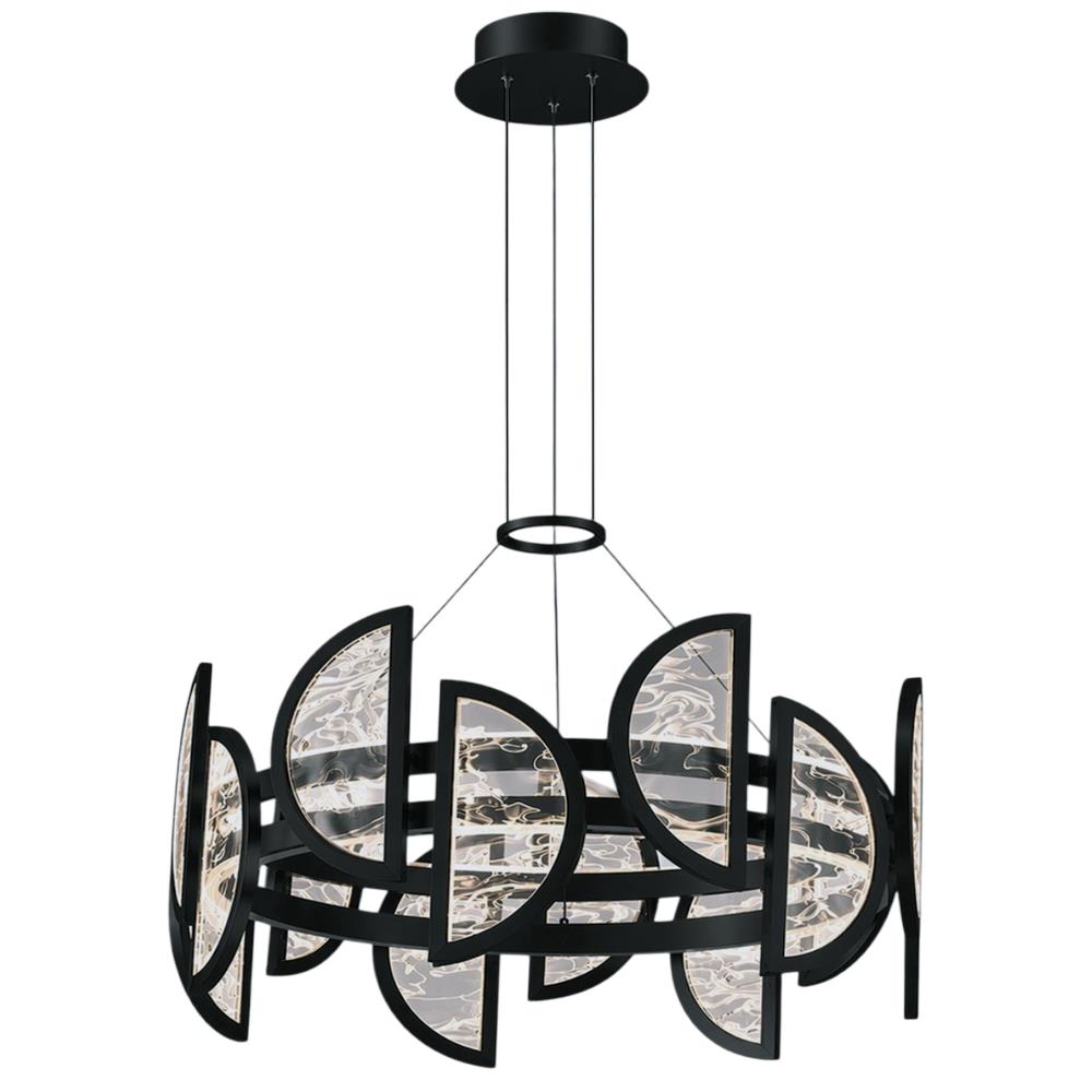 Siyah Metal Alabaster Yuvarlak Sarkıt Avize 180 cm 149W — görsel 2