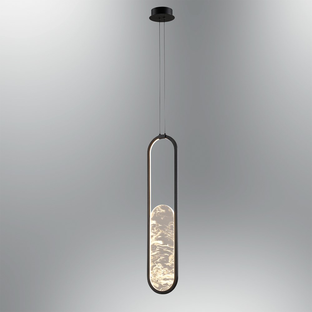 Tekli Siyah Metal Alabaster 70*20 Sarkıt Avize 21 cm