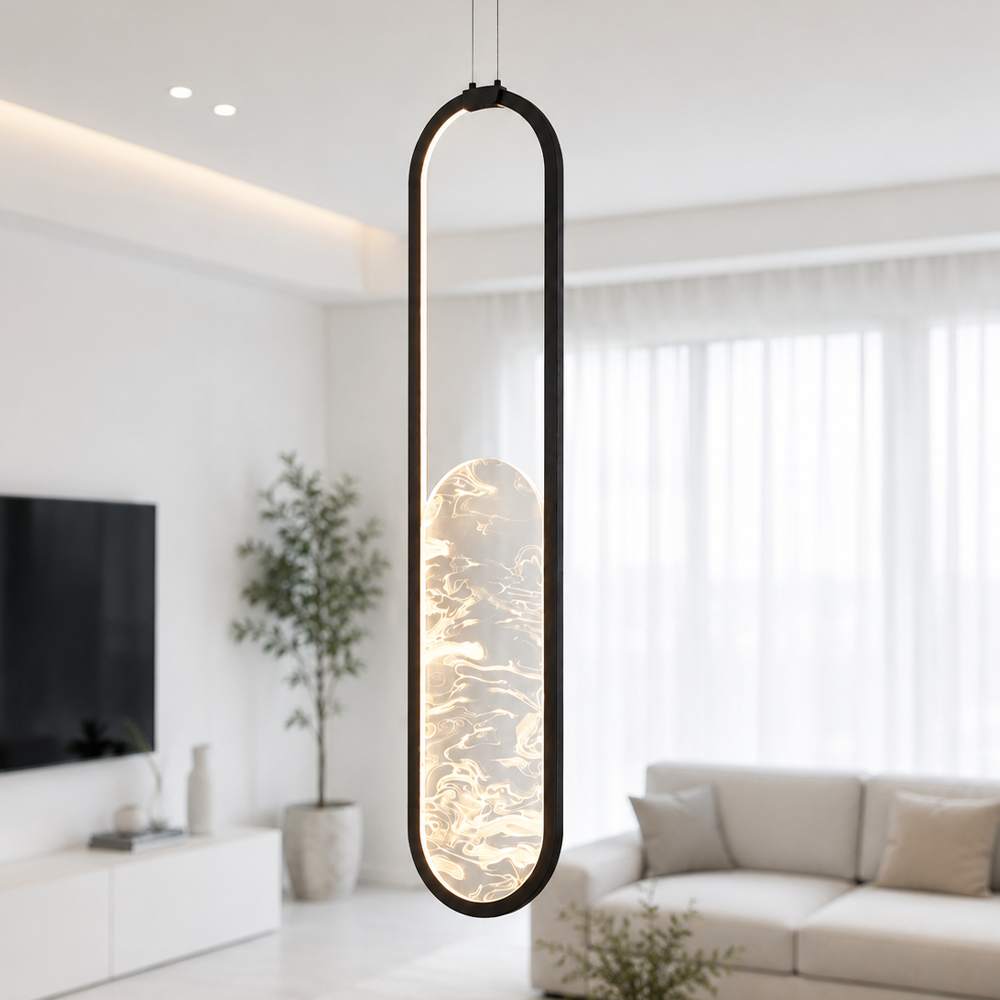 Tekli Siyah Metal Alabaster 70*20 Sarkıt Avize 21 cm — görsel 3