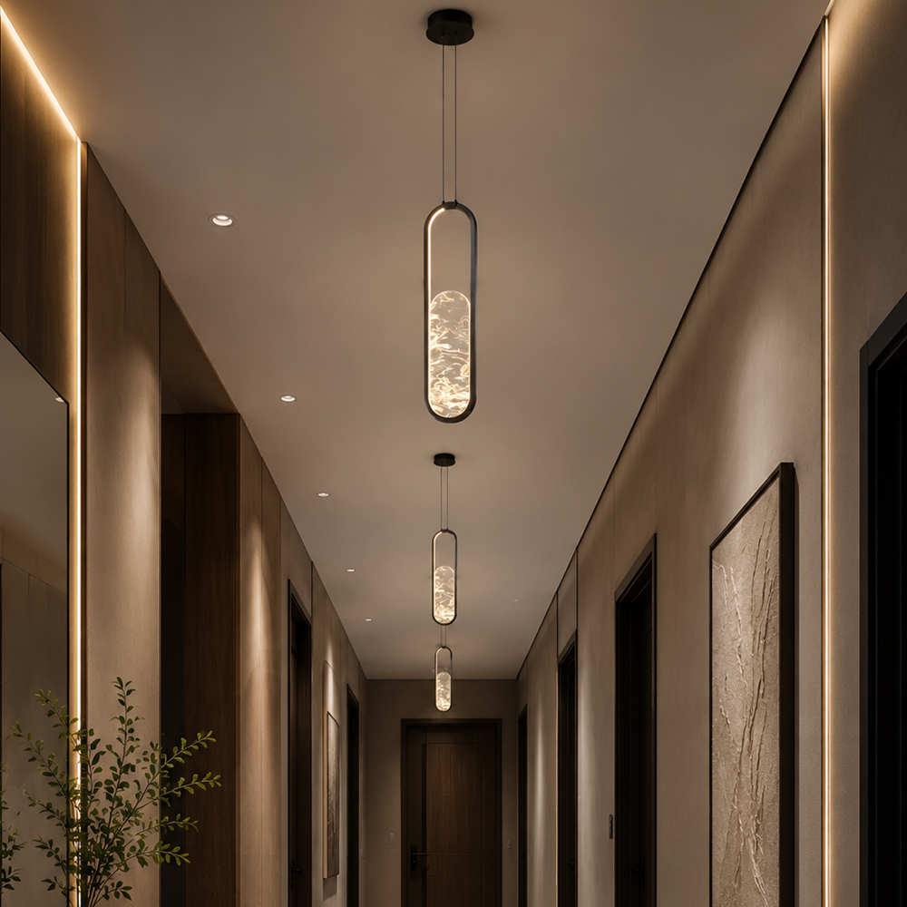 Tekli Siyah Metal Alabaster 70*20 Sarkıt Avize 21 cm — görsel 6