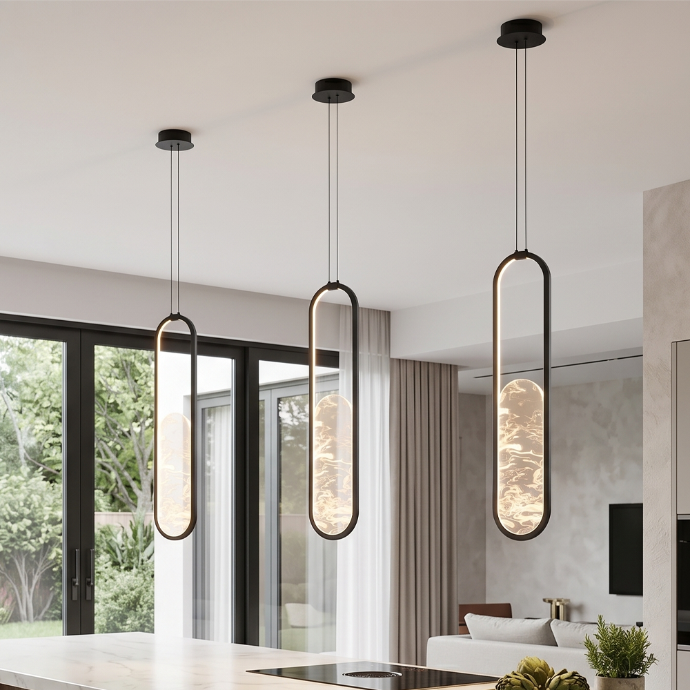 Tekli Siyah Metal Alabaster 70*20 Sarkıt Avize 21 cm — görsel 7