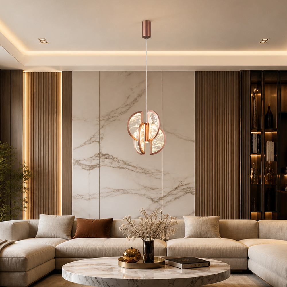 Tekli Metal Alabaster 31*35 Sarkıt Avize 120 cm — görsel 3