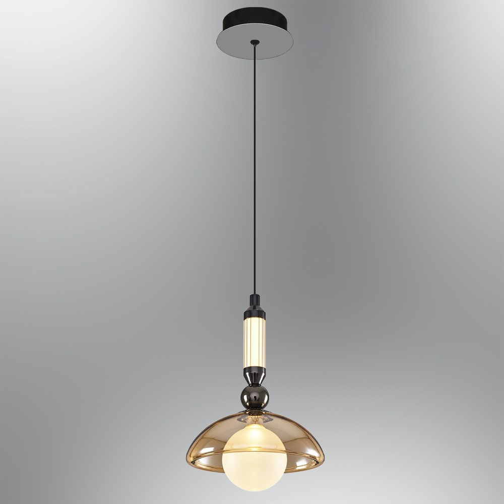 Tekli Metal Mitra Amber Sarkıt Avize 20 cm