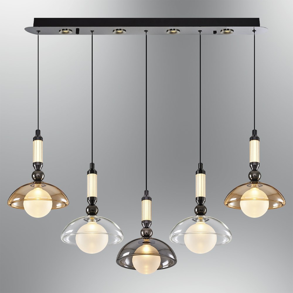 5 مخارج Mixed معدن Mitra خطي معلق ثريا 90 cm