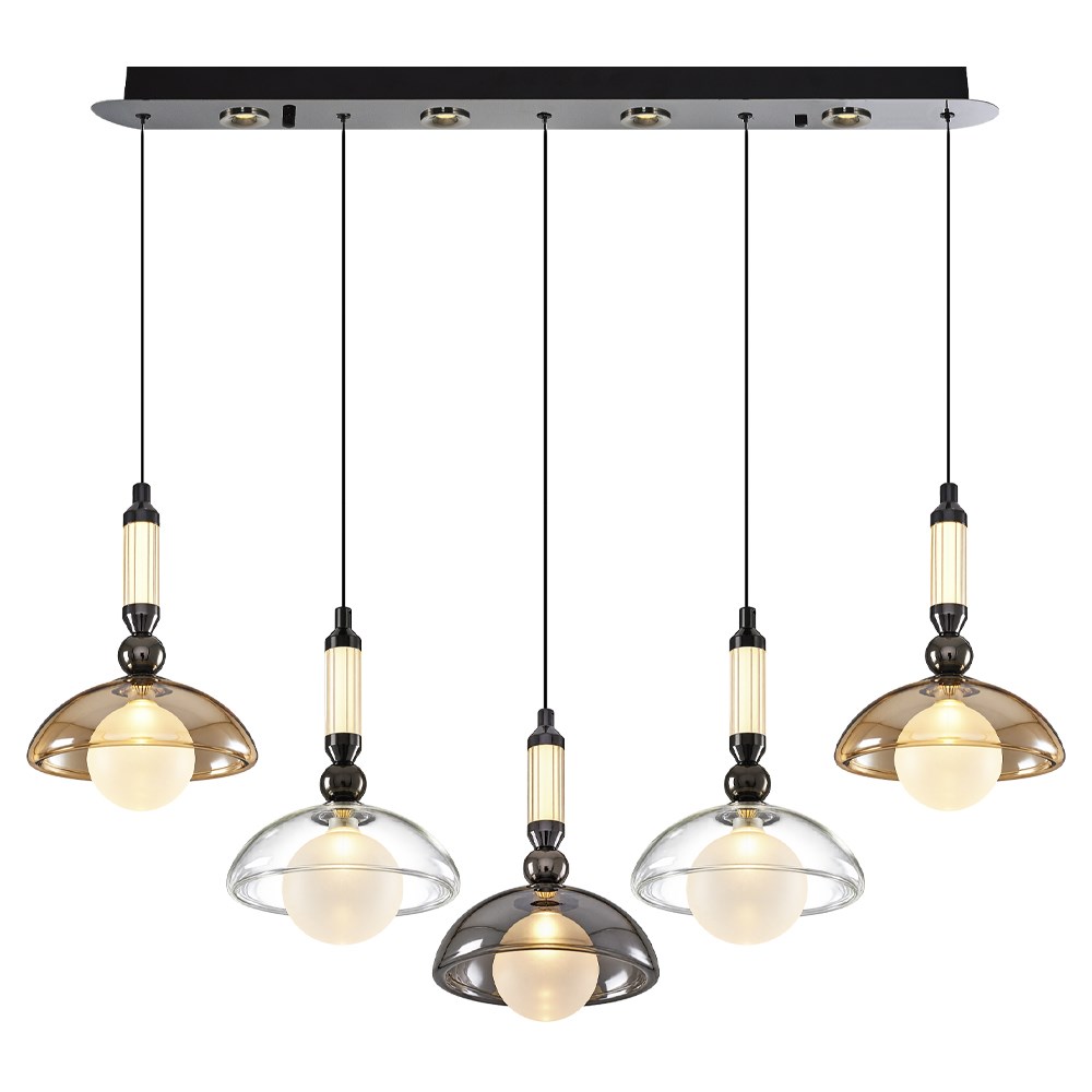 5 مخارج Mixed معدن Mitra خطي معلق ثريا 90 cm