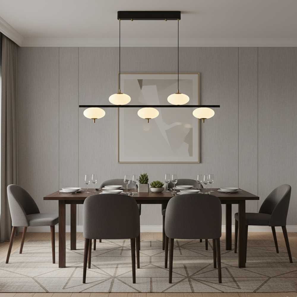 5'li Siyah Metal 2910-5AS-Maxii Sıralı Sarkıt Avize 100 cm