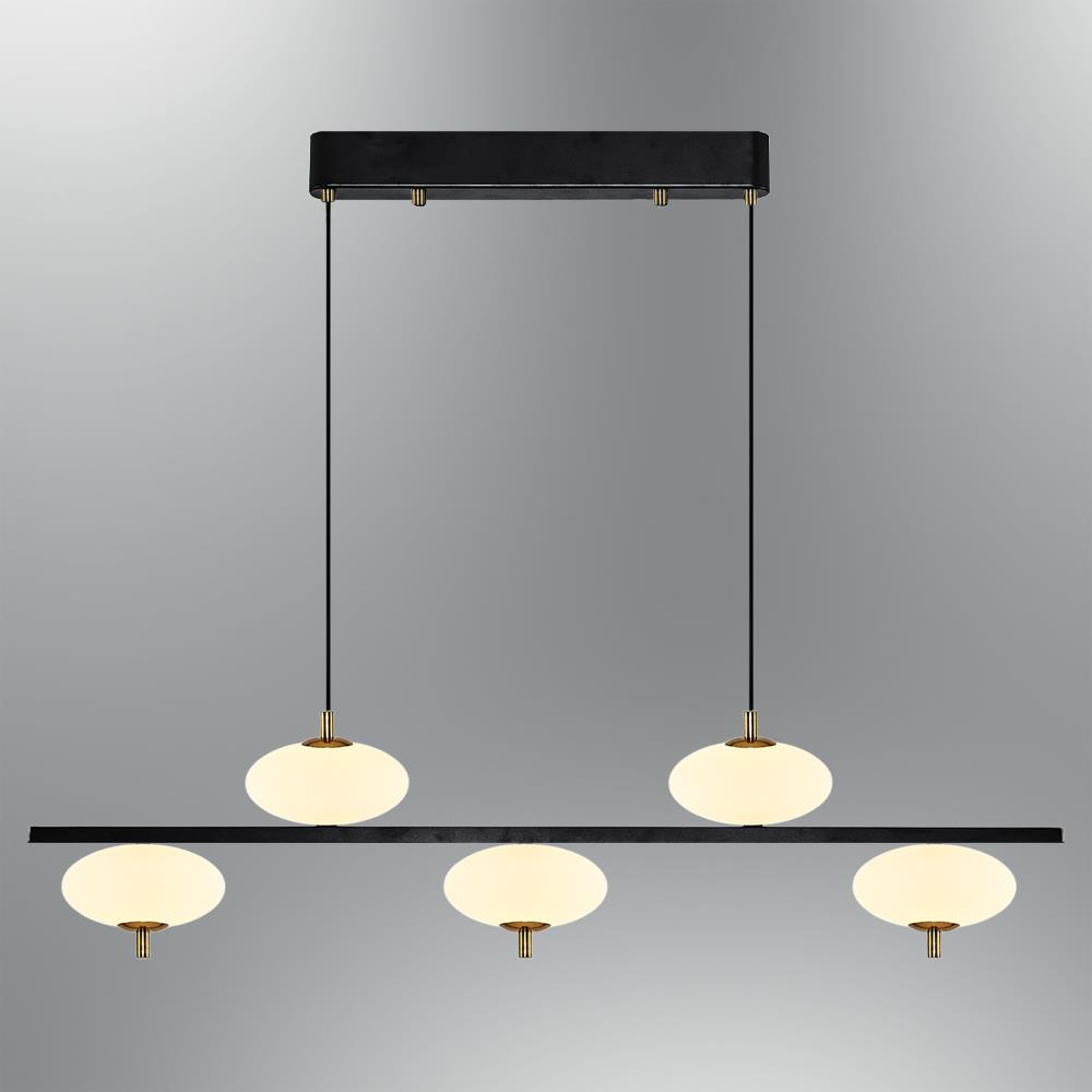 5'li Siyah Metal 2910-5AS-Maxii Sıralı Sarkıt Avize 100 cm — görsel 3
