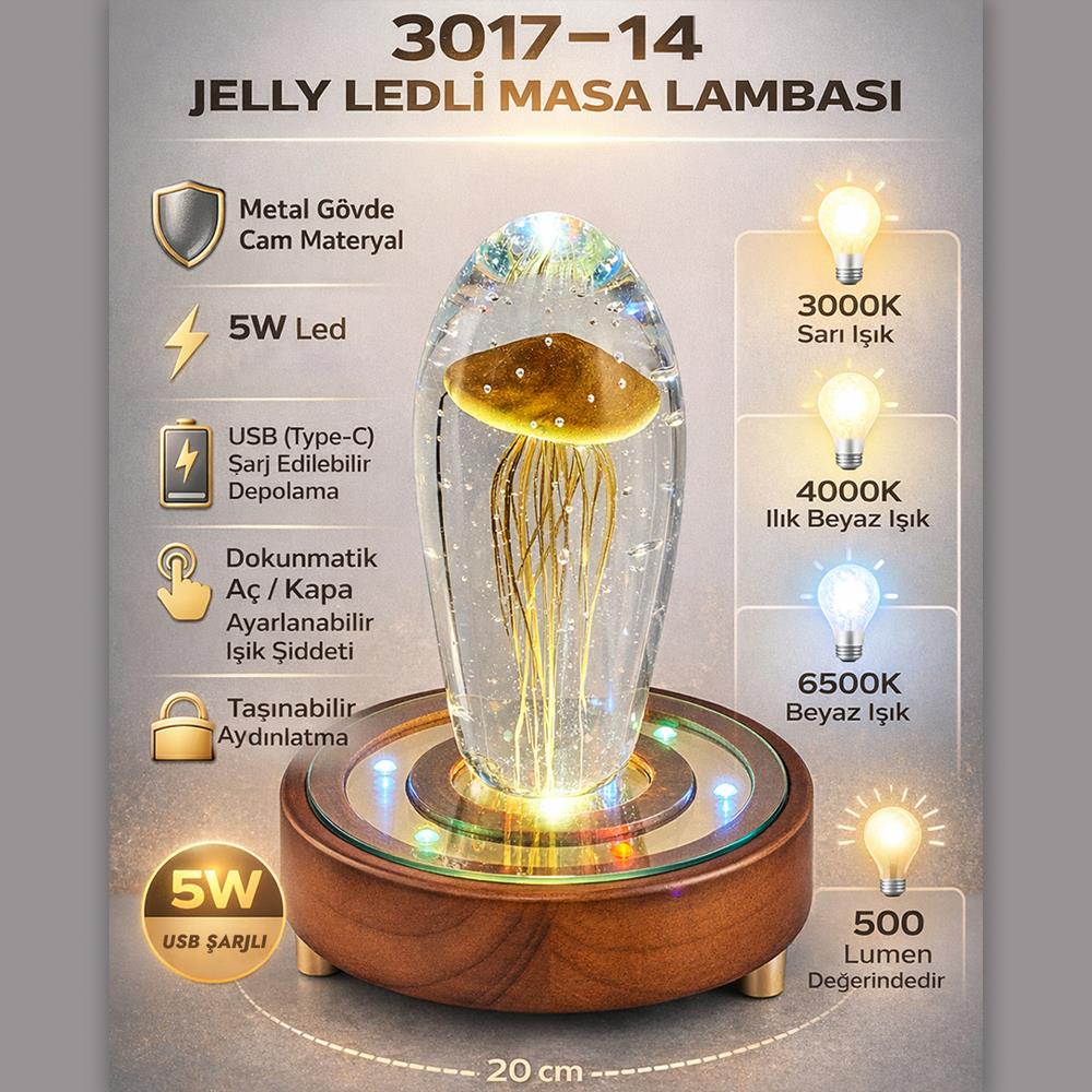 Meşe Metal Jelly Ledli Masa Lambası 24 cm Meşe Metal Jelly Ledli Masa Lambası 24 cm