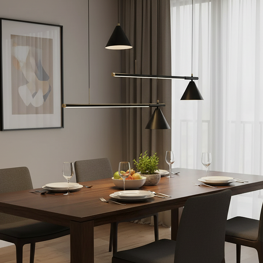 Siyah Metal 3 Lü Sarkıt Avize 120 cm 15W