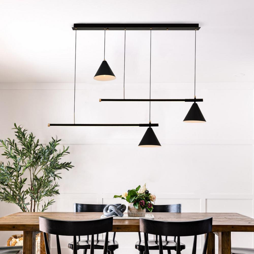 Siyah Metal 3 Lü Sarkıt Avize 120 cm 15W — görsel 3