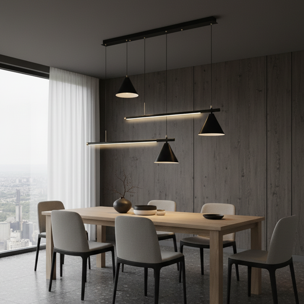 Siyah Metal 3 Lü Sarkıt Avize 120 cm 15W — görsel 8