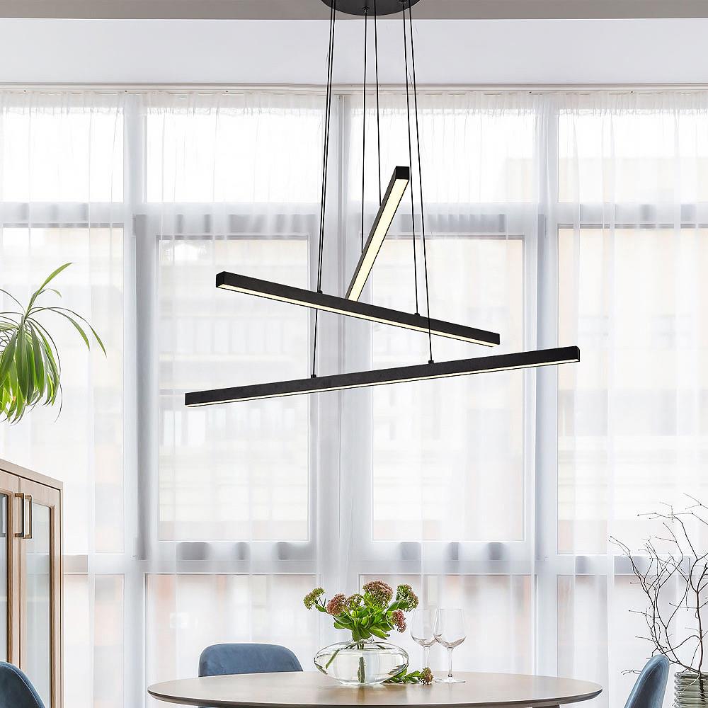 Siyah Metal 3 Lü Sarkıt Avize 120 cm 13W