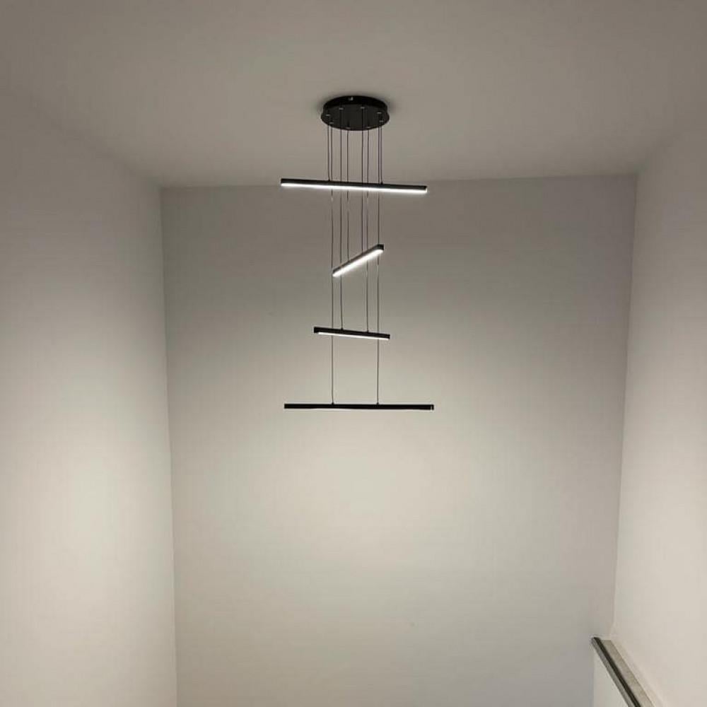 Siyah Metal 4 Lü Sarkıt Avize 120 cm — görsel 5