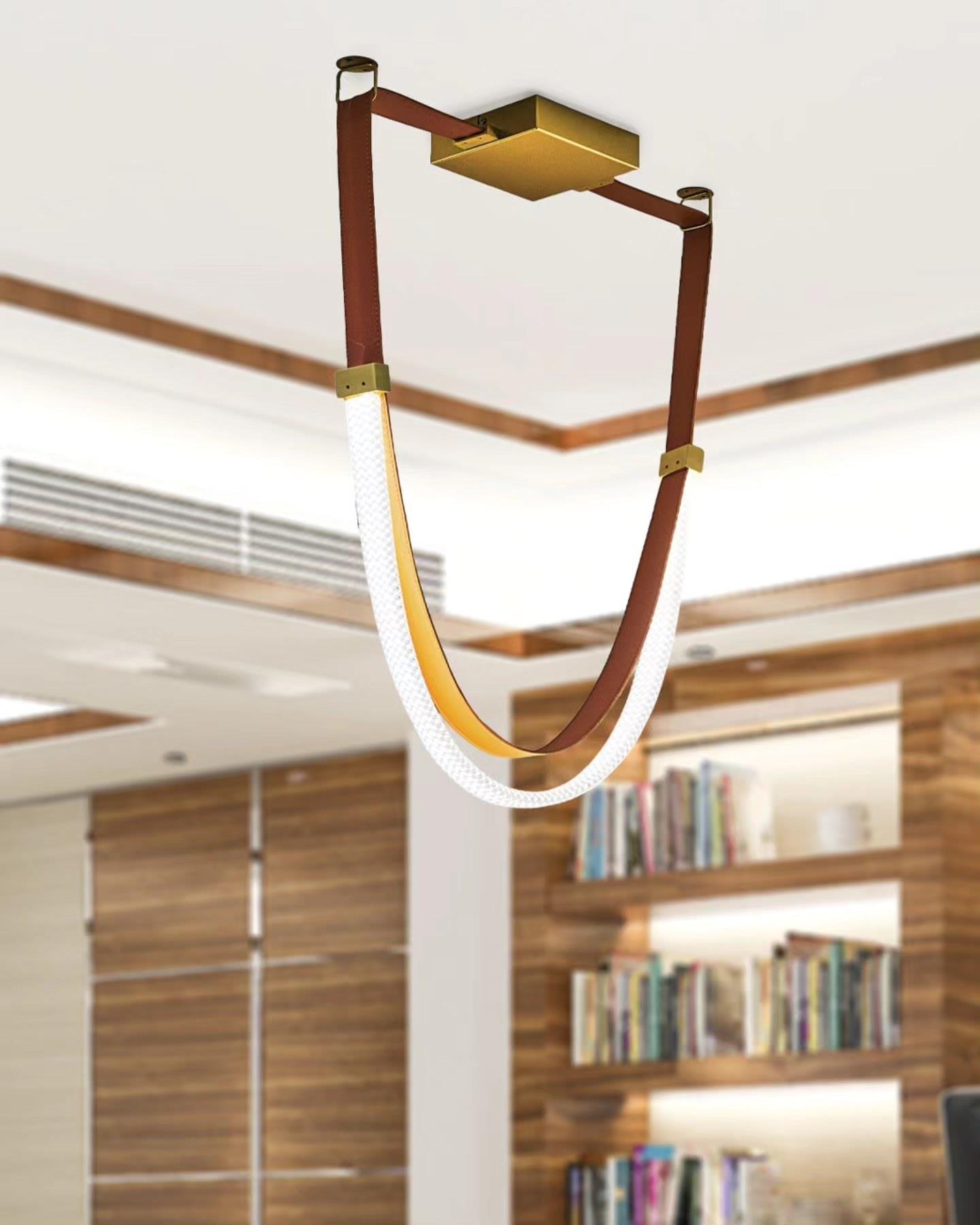 Single Metal Hub Belt Pendant Chandelier 55 cm Tekli Metal Göbekli Kemer Sarkıt Avize 55 cm